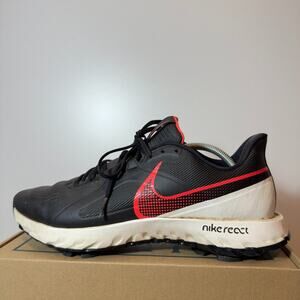 Nike React Infinity Pro Mens 12 Black Red Golf Shoes Spikeless Golf Sneakers